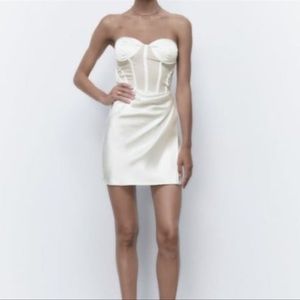 ZARA White Satin Corset Dress